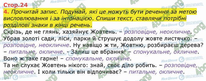 ГДЗ Українська мова 4 клас сторінка Стр.24 (4)