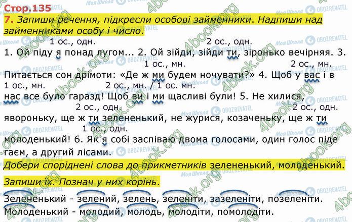 ГДЗ Укр мова 4 класс страница Стр.135 (7)