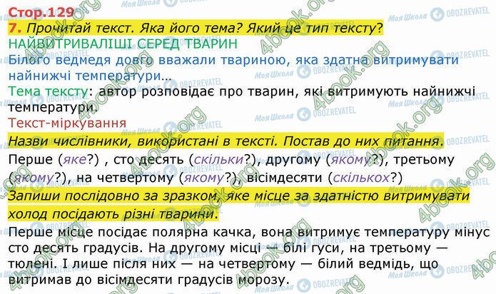 ГДЗ Укр мова 4 класс страница Стр.129 (7)