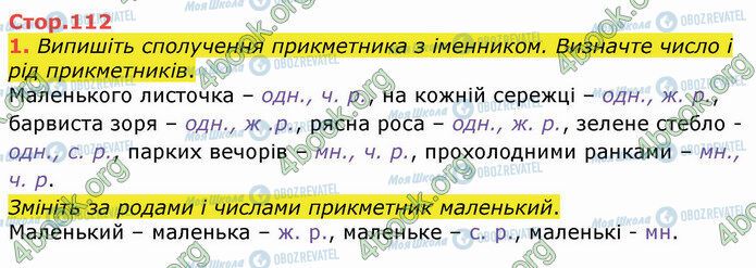 ГДЗ Укр мова 4 класс страница Стр.112 (1)