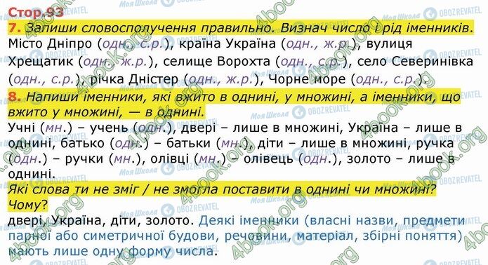 ГДЗ Укр мова 4 класс страница Стр.93 (7-8)