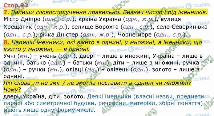 ГДЗ Українська мова 4 клас сторінка Стр.93 (7-8)