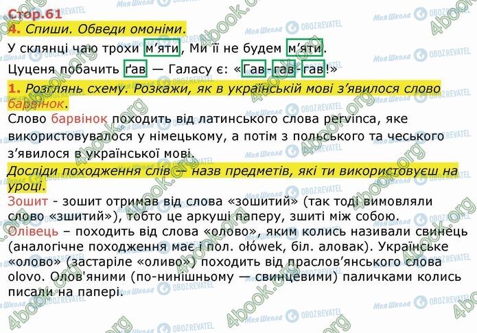 ГДЗ Укр мова 4 класс страница Стр.61 (4-1)