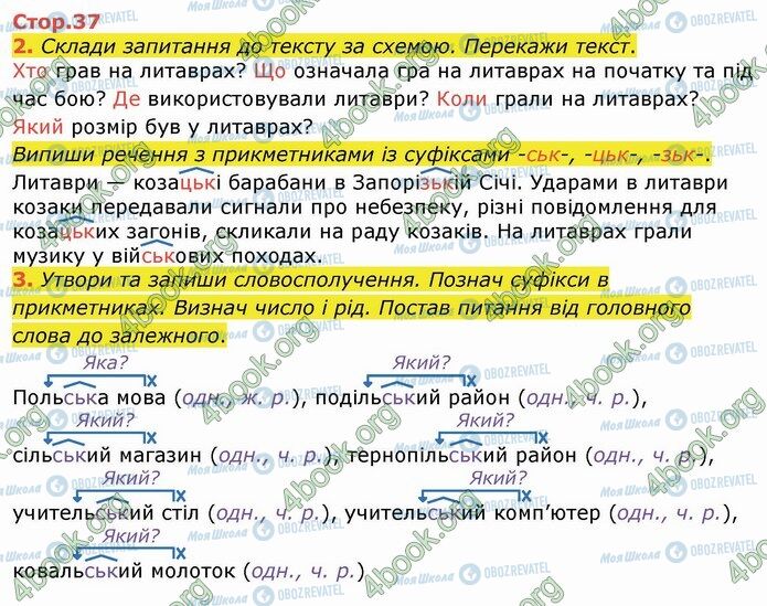 ГДЗ Укр мова 4 класс страница Стр.37 (2-3)