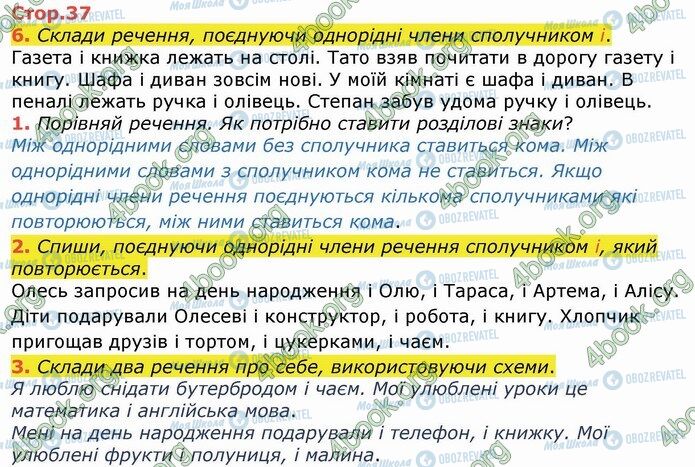 ГДЗ Українська мова 4 клас сторінка Стр.37 (1-6)