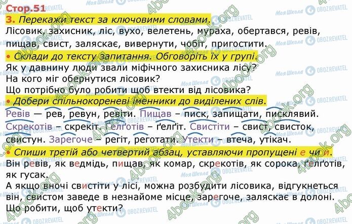 ГДЗ Українська мова 4 клас сторінка Стр.51 (3)