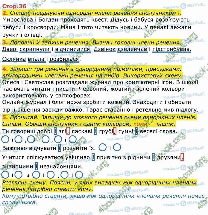 ГДЗ Укр мова 4 класс страница Стр.36 (2-5)