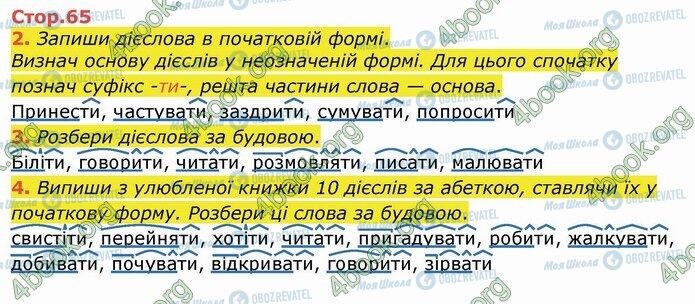 ГДЗ Укр мова 4 класс страница Стр.65 (2-4)