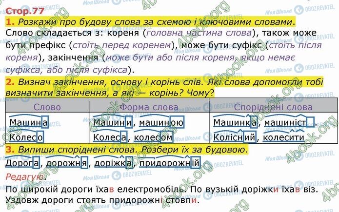 ГДЗ Укр мова 4 класс страница Стр.77 (1-3)
