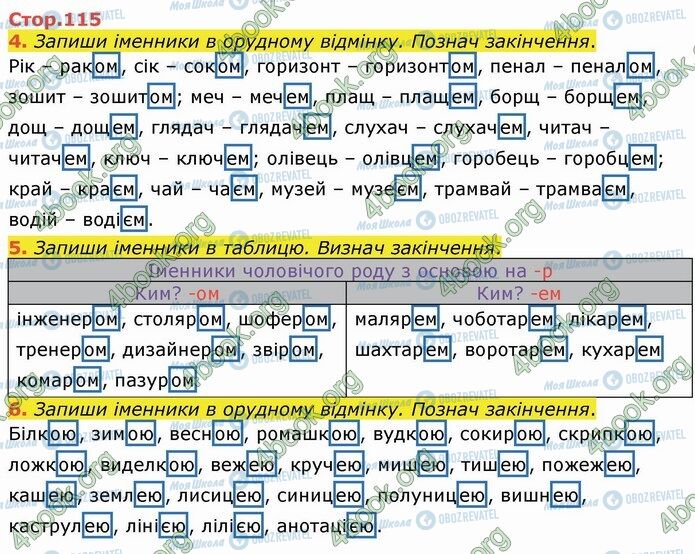 ГДЗ Укр мова 4 класс страница Стр.115 (4-6)