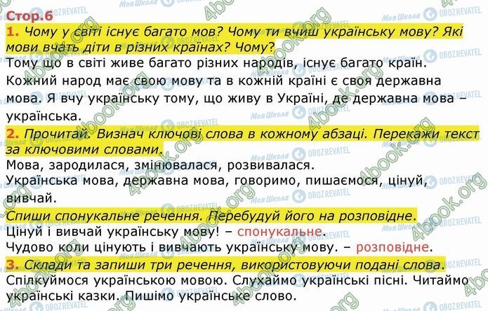 ГДЗ Українська мова 4 клас сторінка Стр.6