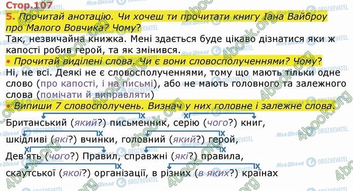 ГДЗ Українська мова 4 клас сторінка Стр.107 (5)