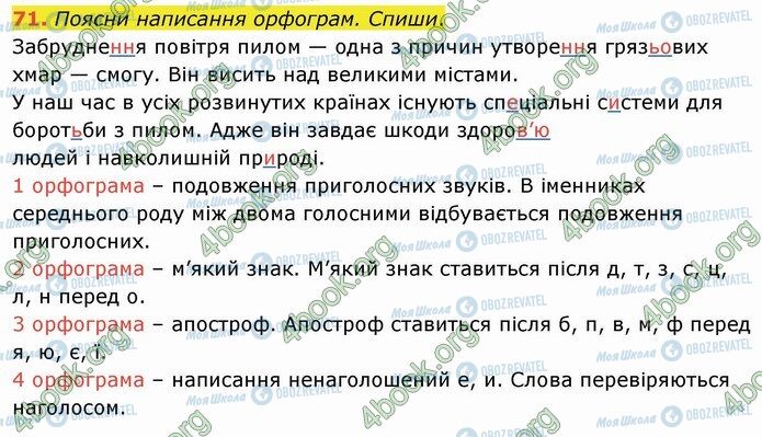 ГДЗ Українська мова 4 клас сторінка 71