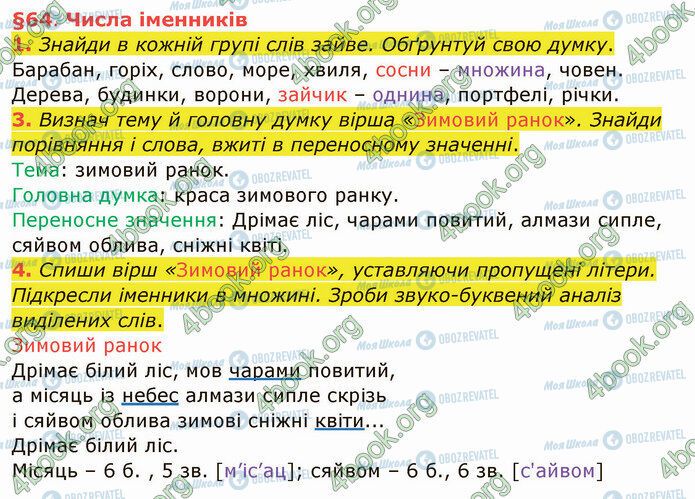ГДЗ Українська мова 4 клас сторінка §64 (1-4)