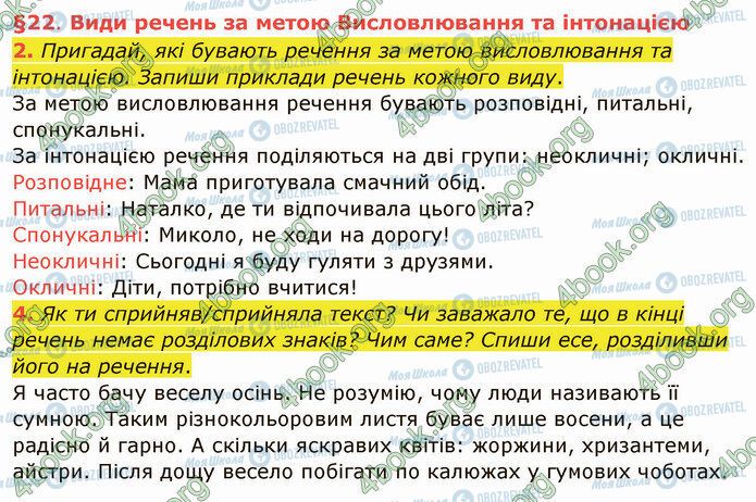 ГДЗ Українська мова 4 клас сторінка §22 (2-4)