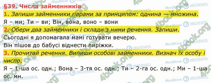 ГДЗ Українська мова 4 клас сторінка §39 (1-3)