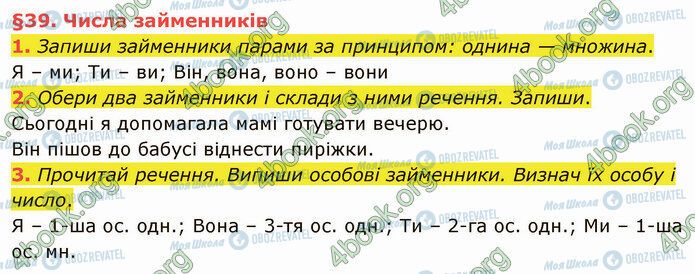 ГДЗ Укр мова 4 класс страница §39 (1-3)