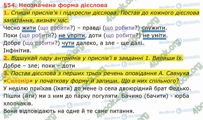 ГДЗ Українська мова 4 клас сторінка §54 (1-3)