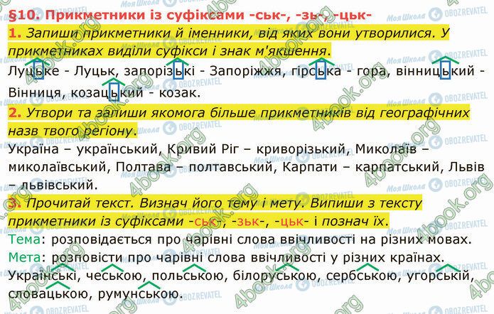 ГДЗ Укр мова 4 класс страница §10 (1-3)
