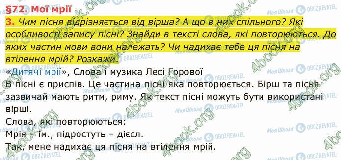 ГДЗ Українська мова 4 клас сторінка §72 (3)