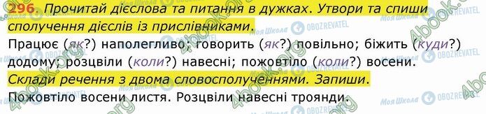 ГДЗ Українська мова 4 клас сторінка 296