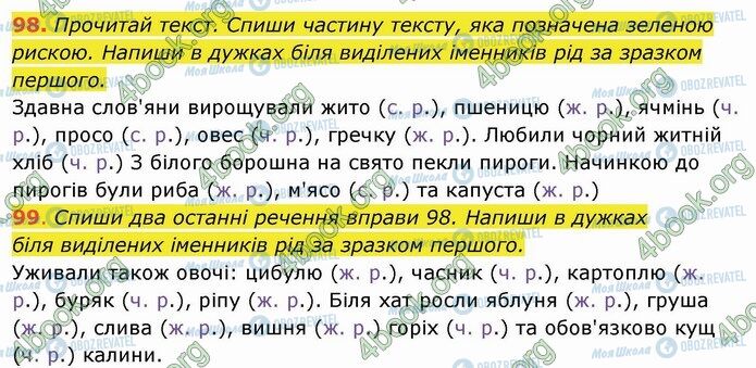 ГДЗ Українська мова 4 клас сторінка 98-99