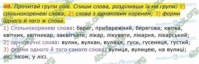 ГДЗ Укр мова 4 класс страница 48