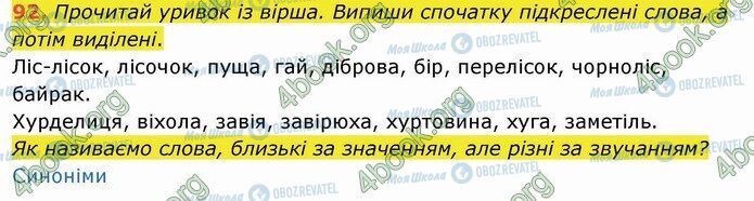 ГДЗ Українська мова 4 клас сторінка 92