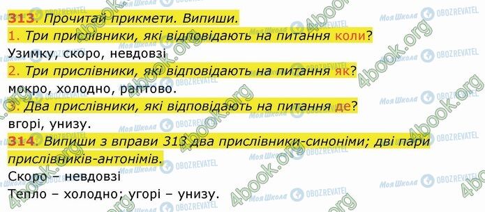 ГДЗ Українська мова 4 клас сторінка 313-314