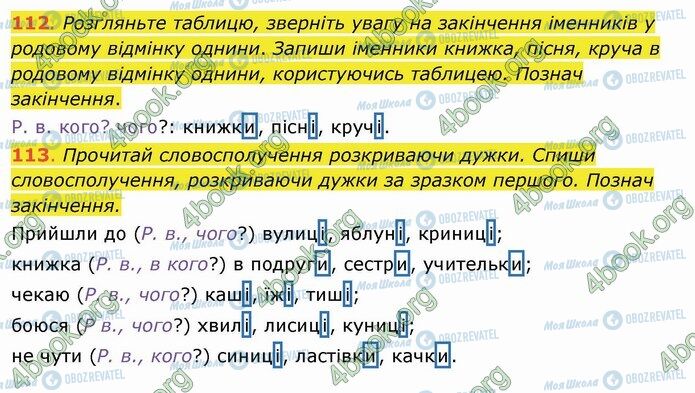 ГДЗ Укр мова 4 класс страница 112-113