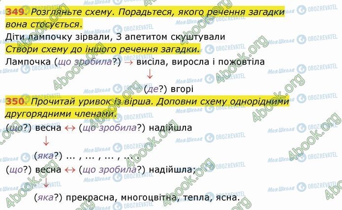 ГДЗ Українська мова 4 клас сторінка 349-350