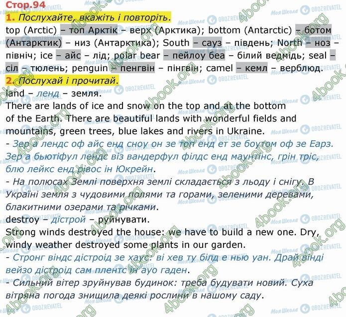 ГДЗ Англійська мова 4 клас сторінка Стр.94 (1-2)