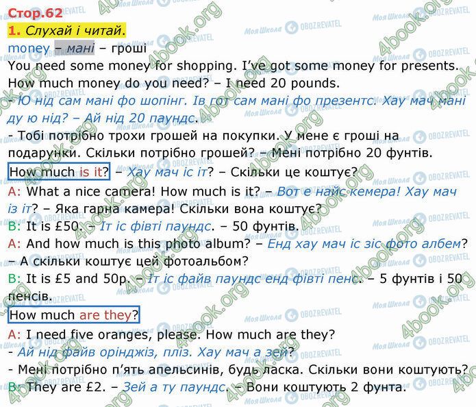 ГДЗ Английский язык 4 класс страница Стр.62 (1)