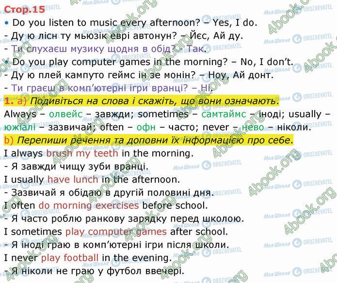 ГДЗ Англійська мова 4 клас сторінка Стр.15 (1)