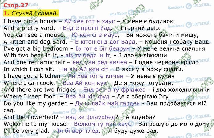 ГДЗ Англійська мова 4 клас сторінка Стр.37 (1)