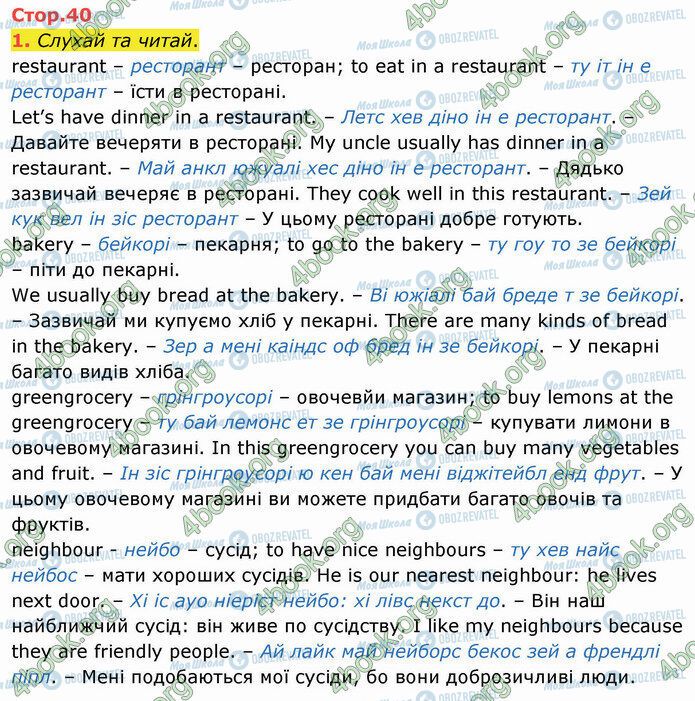 ГДЗ Англійська мова 4 клас сторінка Стр.40 (1)
