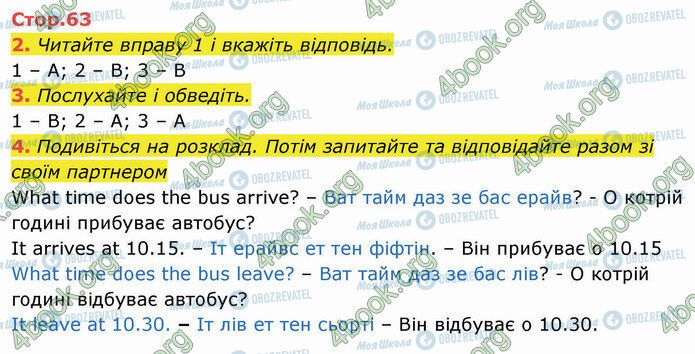 ГДЗ Англійська мова 4 клас сторінка Стр.63