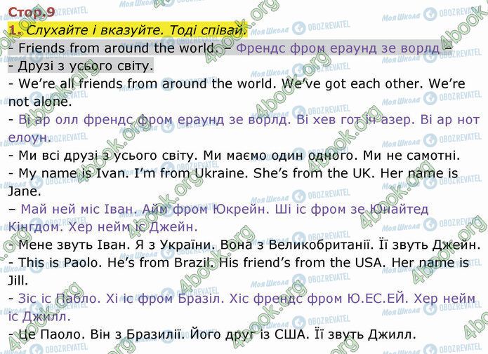 ГДЗ Англійська мова 4 клас сторінка Стр.9 (1)