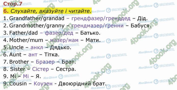 ГДЗ Англійська мова 4 клас сторінка Стр.7 (6)