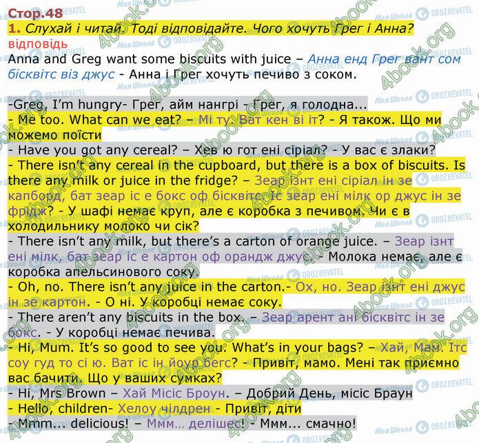 ГДЗ Англійська мова 4 клас сторінка Стр.48 (1)