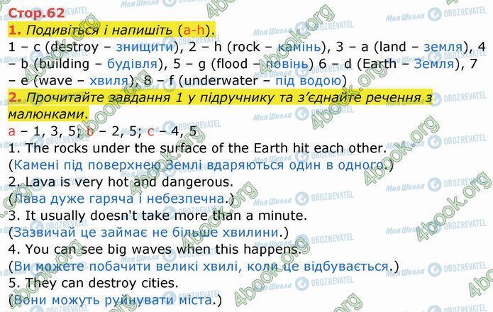 ГДЗ Англійська мова 4 клас сторінка Стр.62