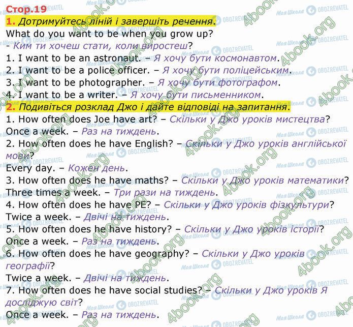 ГДЗ Англійська мова 4 клас сторінка Стр.19