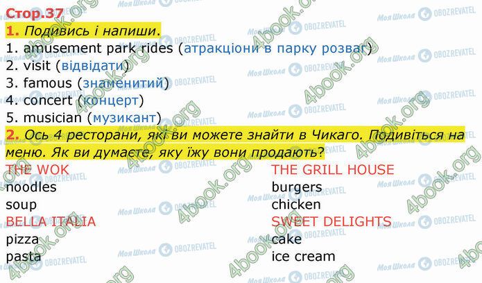 ГДЗ Англійська мова 4 клас сторінка Стр.37 (1-2)