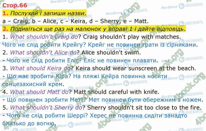 ГДЗ Англійська мова 4 клас сторінка Стр.66 (1-2)