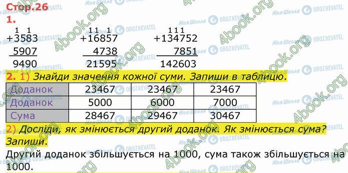 ГДЗ Математика 4 клас сторінка Стр.26 (1-2)