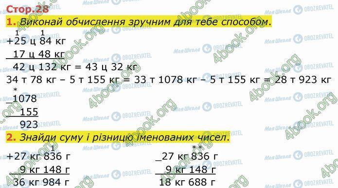 ГДЗ Математика 4 клас сторінка Стр.28 (1-2)