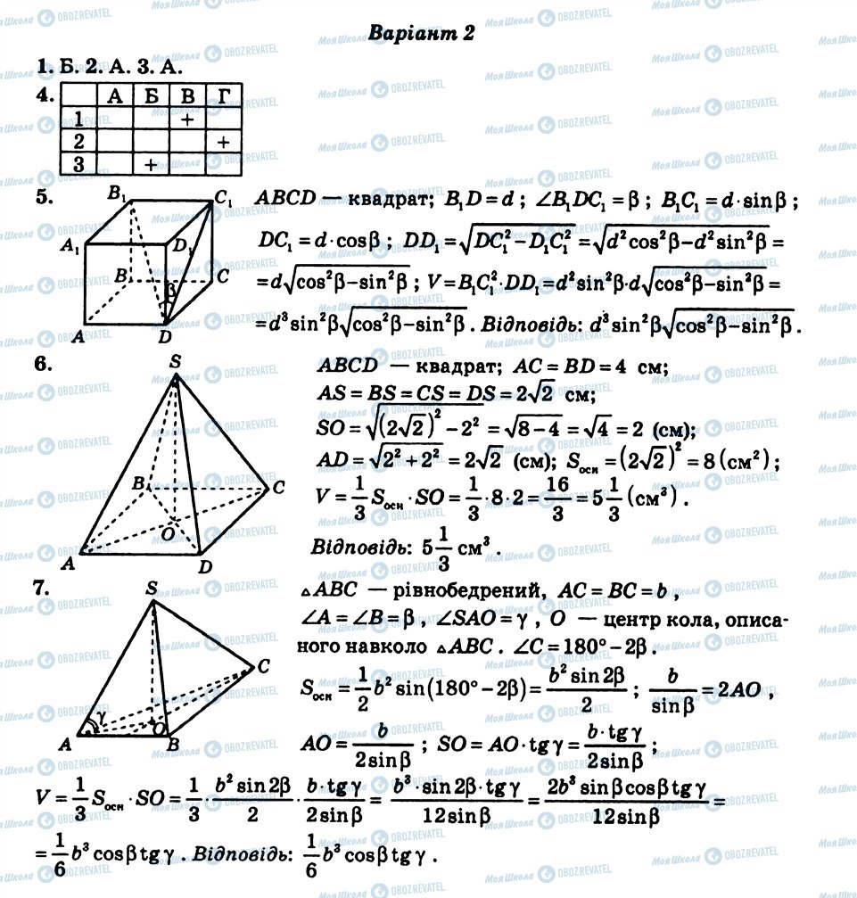 ГДЗ Геометрія 11 клас сторінка КР6