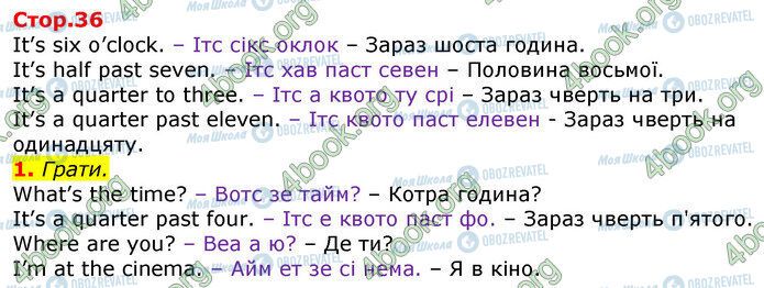 ГДЗ Англійська мова 3 клас сторінка Стр.36 (1)