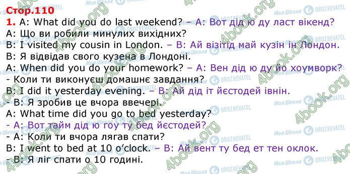 ГДЗ Англійська мова 3 клас сторінка Стр.110 (1)
