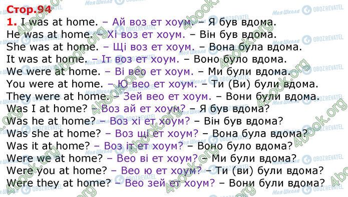 ГДЗ Англійська мова 3 клас сторінка Стр.94 (1)